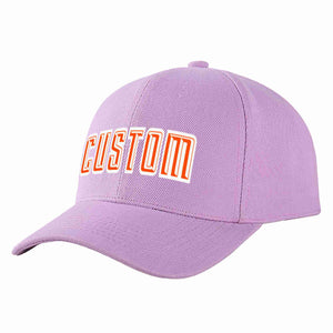 Custom Light Purple Orange-White Curved Eaves Sport Baseball Cap Design for Men/Women/Youth