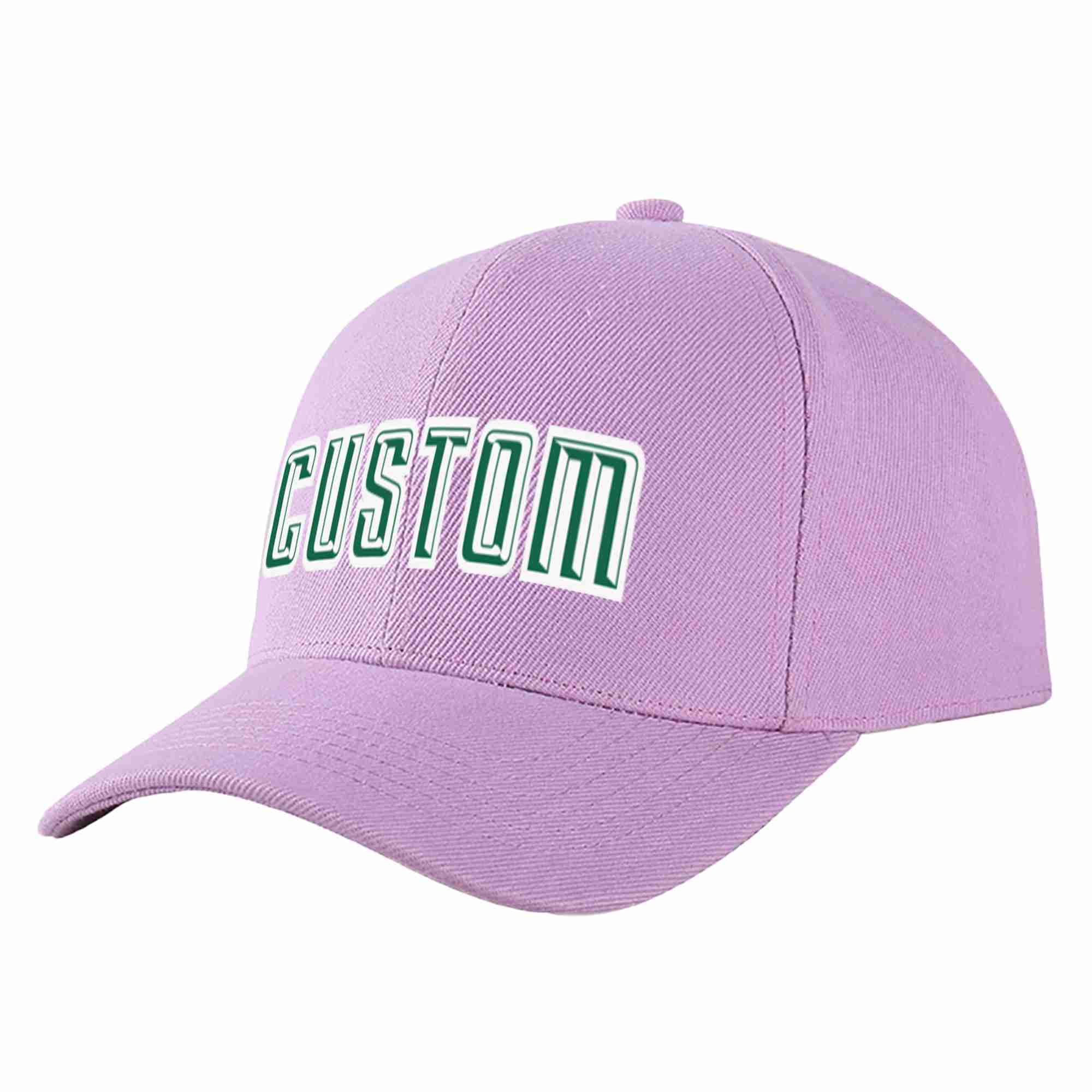 Custom Light Purple Kelly Green-White Curved Eaves Sport Baseball Cap Design for Men/Women/Youth