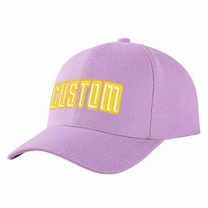 Custom Light Purple White-Gold Curved Eaves Sport Baseball Cap Design for Men/Women/Youth