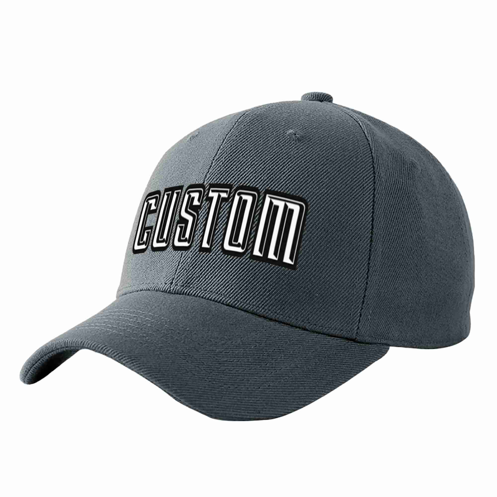 Custom Dark Gray White-Black Curved Eaves Sport Baseball Cap Design for Men/Women/Youth