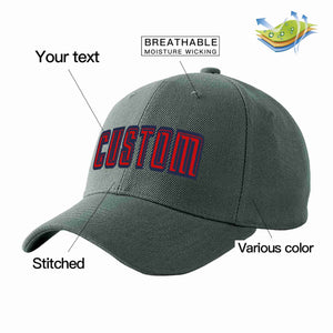 Conception personnalisée de casquette de baseball de sport incurvée gris foncé rouge-marine pour hommes/femmes/jeunes