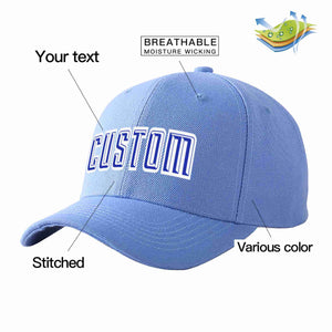 Custom Sky Blue Royal-White Curved Eaves Sport Baseball Cap Design for Men/Women/Youth