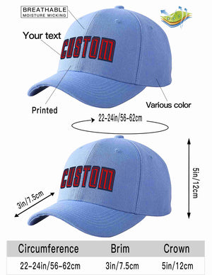 Custom Sky Blue Red-Navy Curved Eaves Sport Baseball Cap Design for Men/Women/Youth