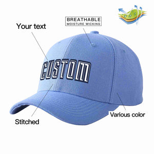 Conception personnalisée de casquette de baseball de sport incurvée bleu ciel blanc-marine pour hommes/femmes/jeunes