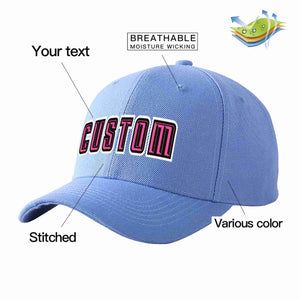 Custom Sky Blue Pink-Black Curved Eaves Sport Baseball Cap Design for Men/Women/Youth