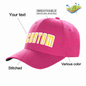 Custom Rose Red Gold-White Curved Eaves Sport Baseball Cap Design for Men/Women/Youth