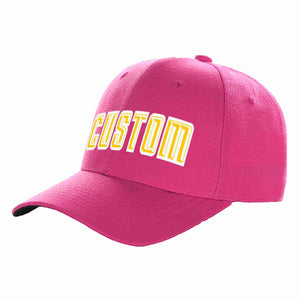 Custom Rose Red Gold-White Curved Eaves Sport Baseball Cap Design for Men/Women/Youth