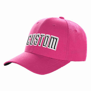 Casquette de baseball incurvée personnalisée Rose rouge noir-blanc pour hommes/femmes/jeunes