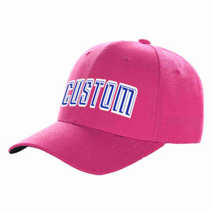 Custom Rose Red Royal-White Curved Eaves Sport Baseball Cap Design for Men/Women/Youth