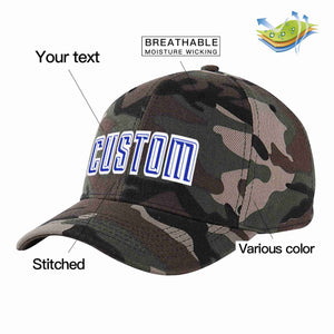 Casquette de baseball de sport à Eaves incurvées, camouflage personnalisé, Royal-blanc, pour hommes/femmes/jeunes