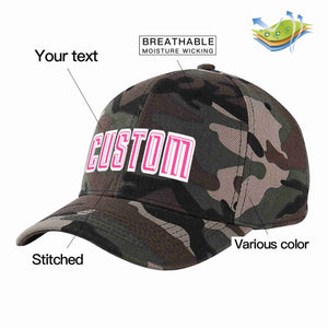 Casquette de baseball de sport incurvée rose-blanc camouflage personnalisée pour hommes/femmes/jeunes