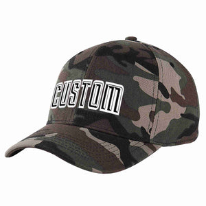 Custom Camo Black-White Curved Eaves Sport Baseball Cap Design for Men/Women/Youth