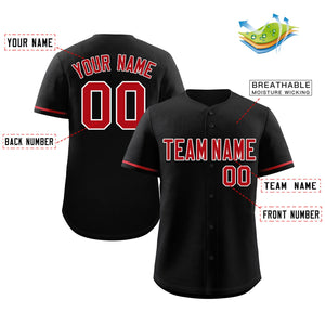 Custom Black Red-White Classic Style Authentic Baseball Jersey