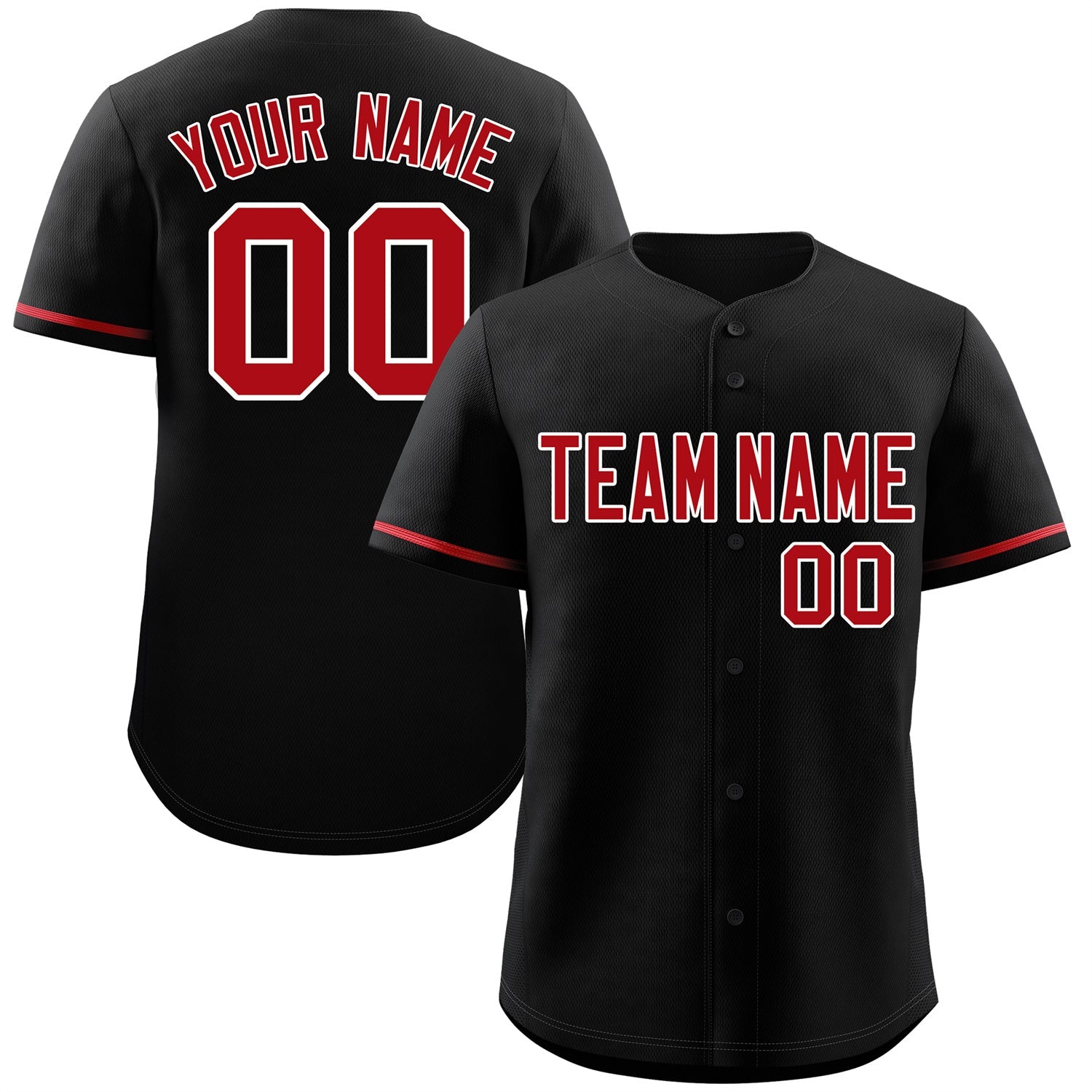 Custom Black Red-White Classic Style Authentic Baseball Jersey