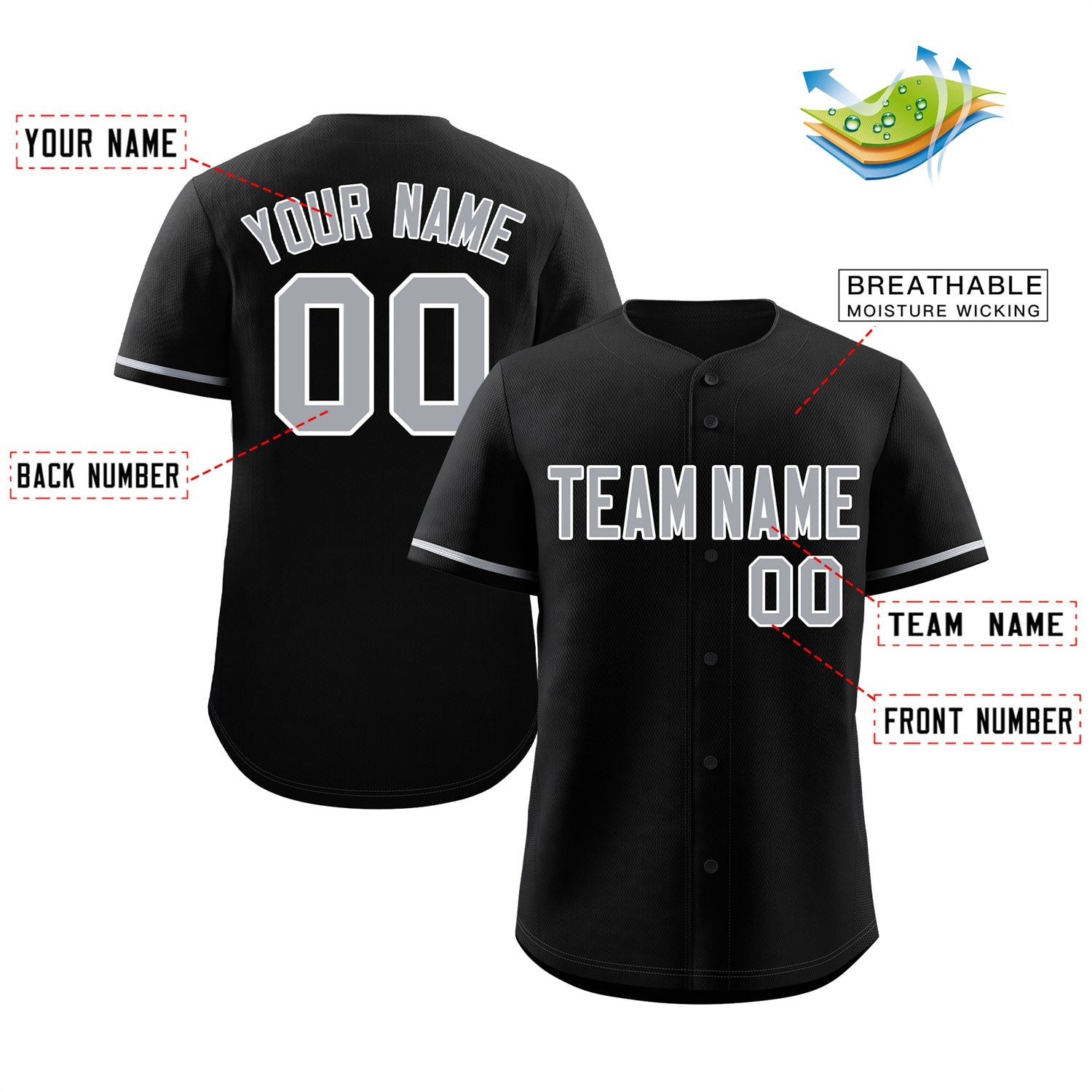 Custom Black Gray-White Classic Style Authentic Baseball Jersey