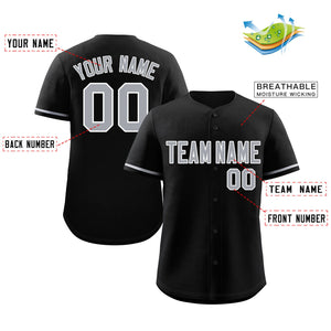 Custom Black Gray-White Classic Style Authentic Baseball Jersey