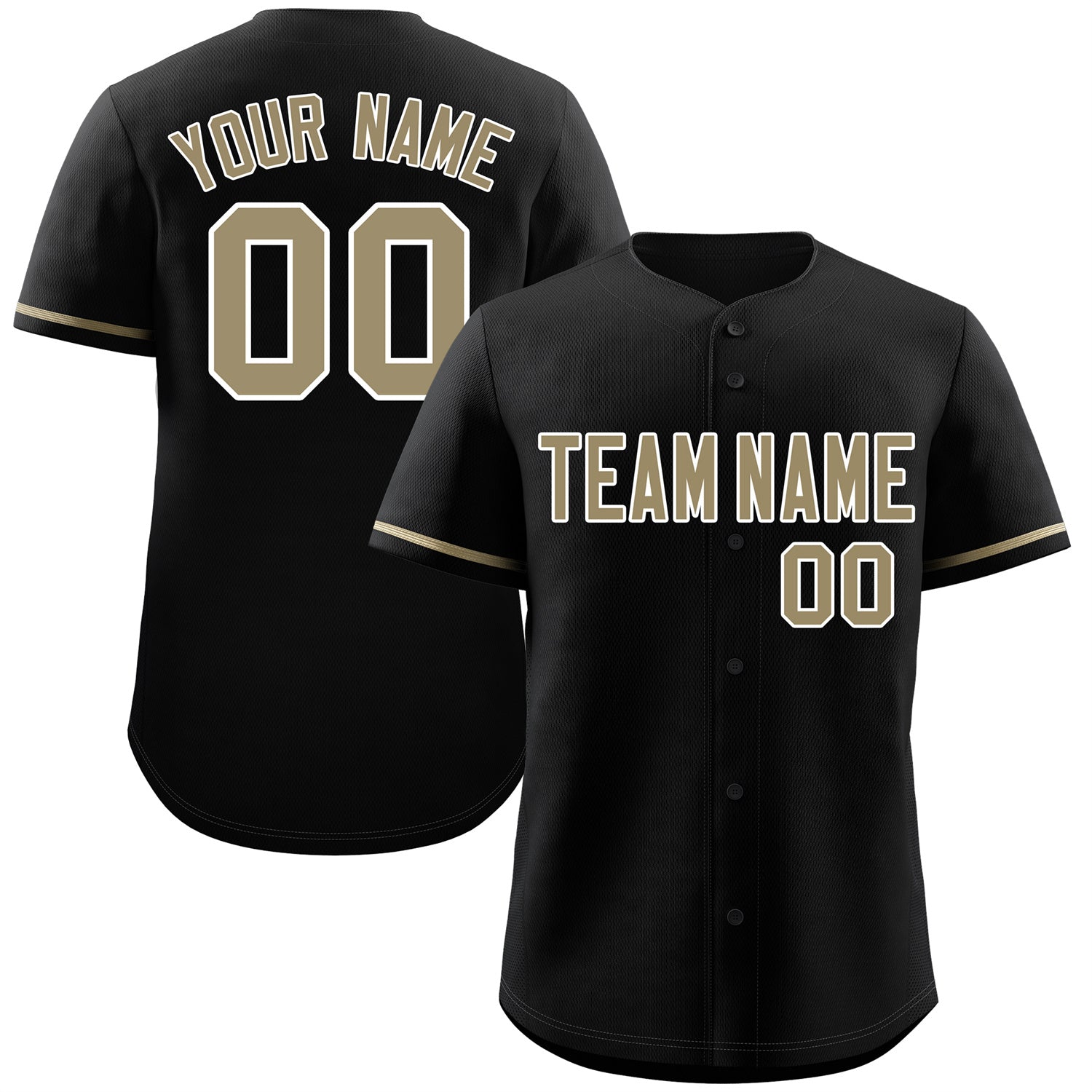 Custom Black Old Gold-White Classic Style Authentic Baseball Jersey