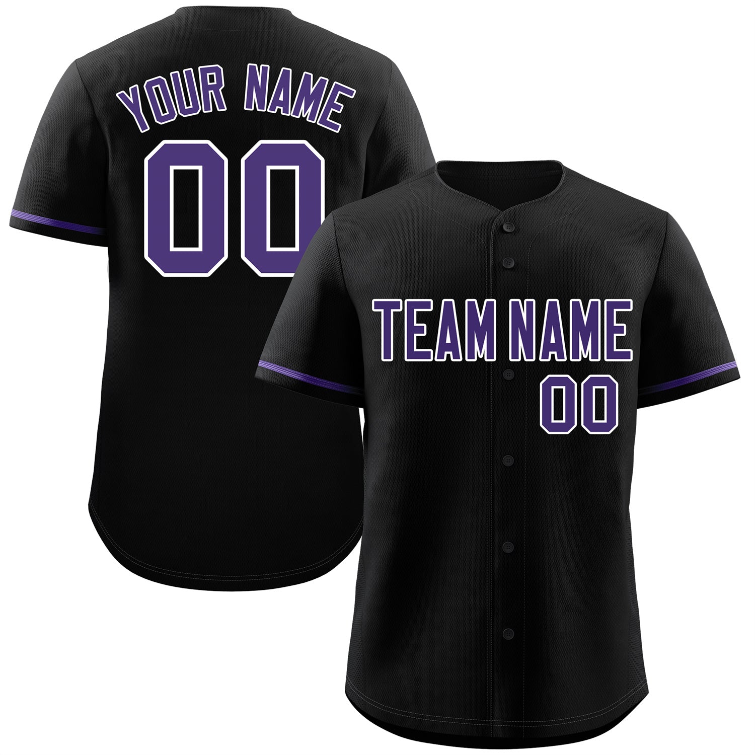 Maillot de baseball authentique de style classique noir violet-blanc personnalisé