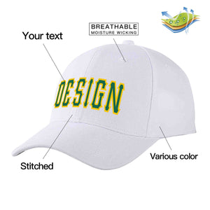 Casquette de baseball personnalisée blanche Kelly vert-jaune courbée Eaves Sport Design