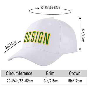 Casquette de baseball personnalisée blanche Kelly vert-jaune courbée Eaves Sport Design