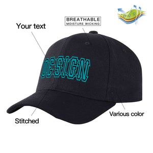 Custom Black Aqua-Black Curved Eaves Sport Design Baseball Cap