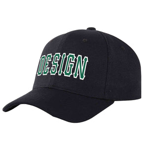 Custom Black Kelly Green-White Curved Eaves Sport Design Baseball Cap