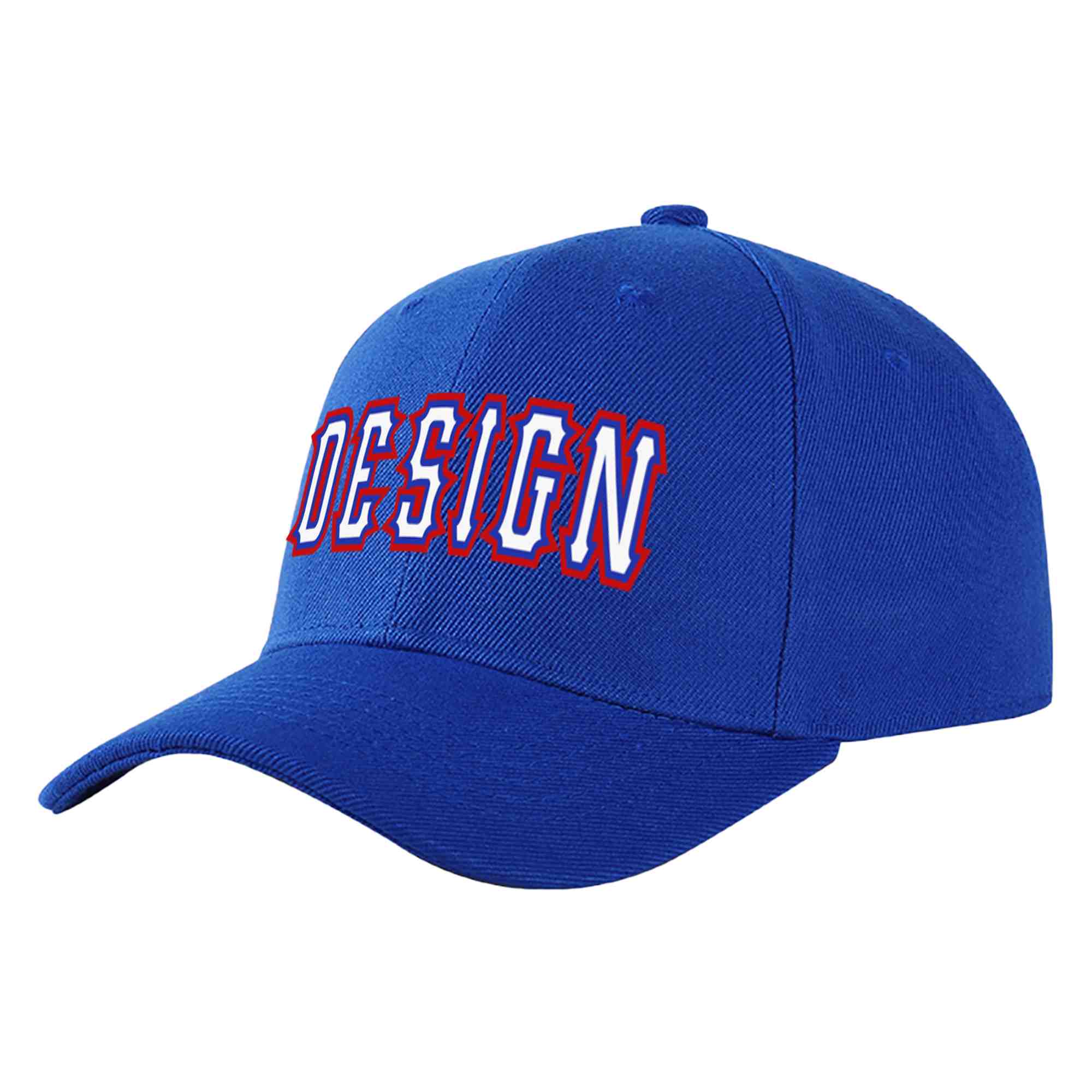 Casquette de baseball personnalisée Royal White-Royal Curved Eaves Sport Design