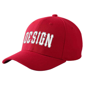 Custom Red White-Gray Curved Eaves Sport Design Baseball Cap