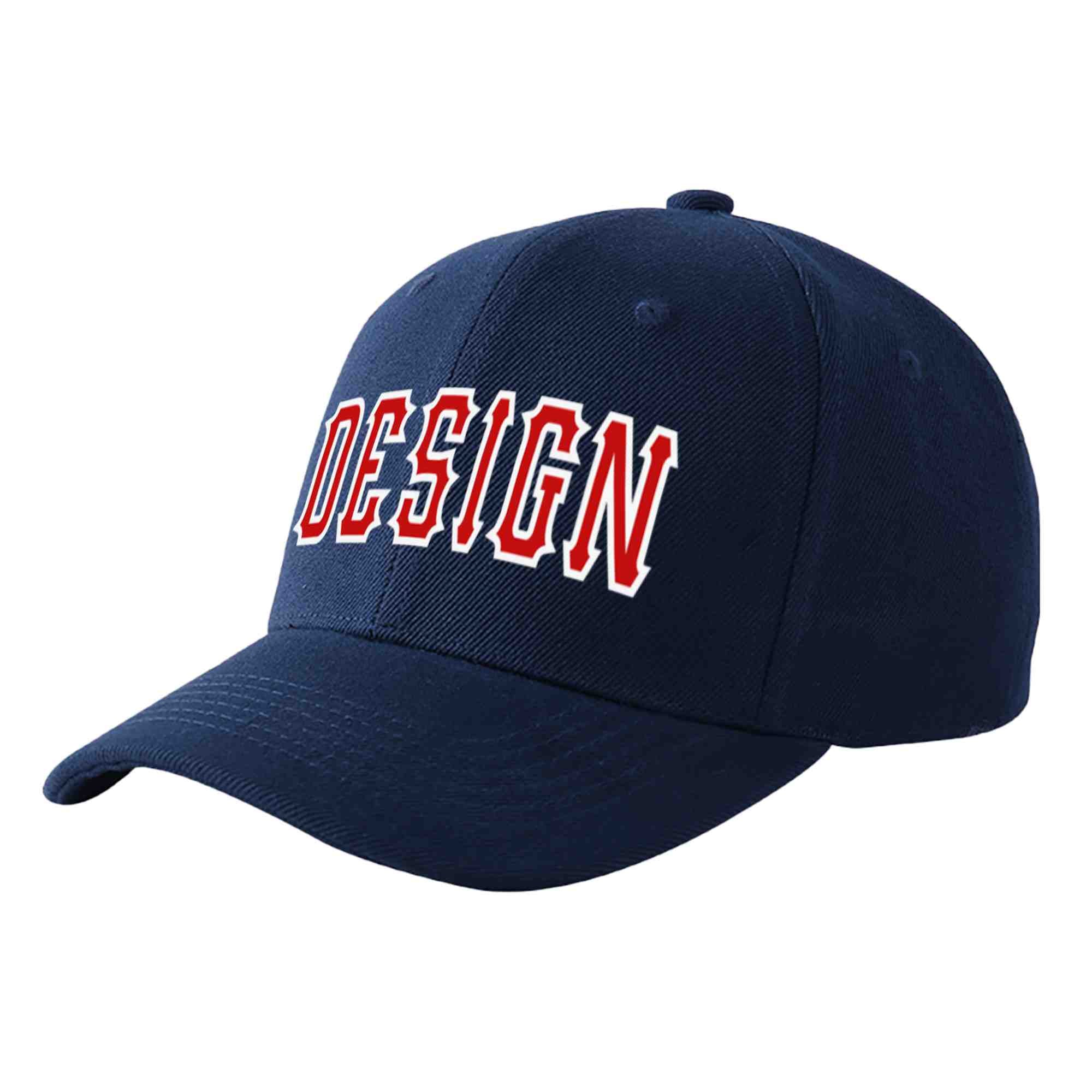 Casquette de baseball personnalisée bleu marine rouge-blanc avec avant-toit incurvé