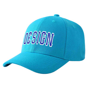 Casquette de baseball personnalisée Aqua Royal-White Curved Eaves Sport Design