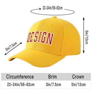 Custom Gold Red-White Curved Eaves Sport Design Baseball Cap