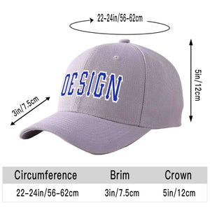 Custom Gray Royal-White Curved Eaves Sport Design Baseball Cap