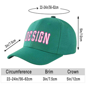 Casquette de baseball incurvée personnalisée vert clair blanc-rose avec avant-toit