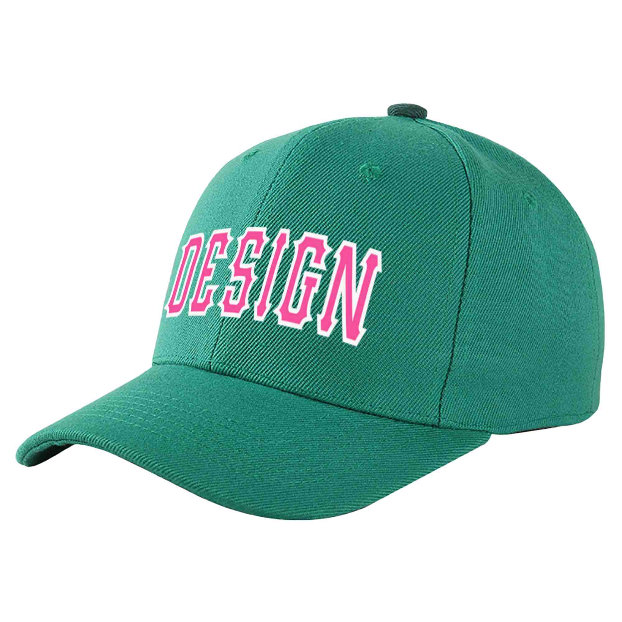 Custom Light Green Pink-White Curved Eaves Sport Design Baseball Cap