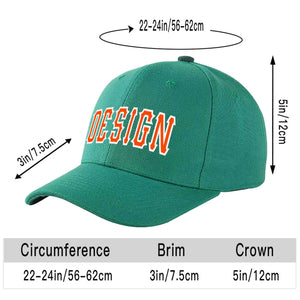 Custom Light Green Orange-White Curved Eaves Sport Design Baseball Cap