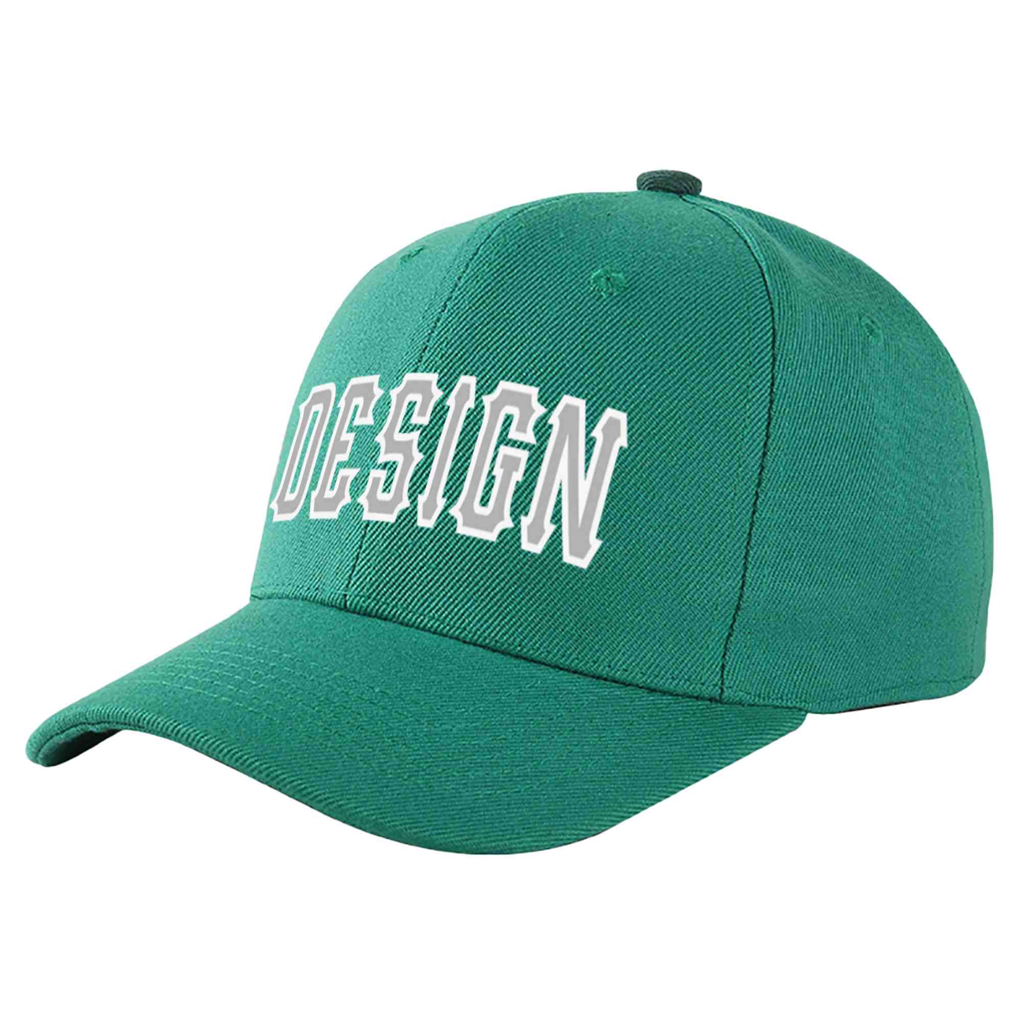 Casquette de baseball personnalisée vert clair blanc-gris avec avant-toit incurvé