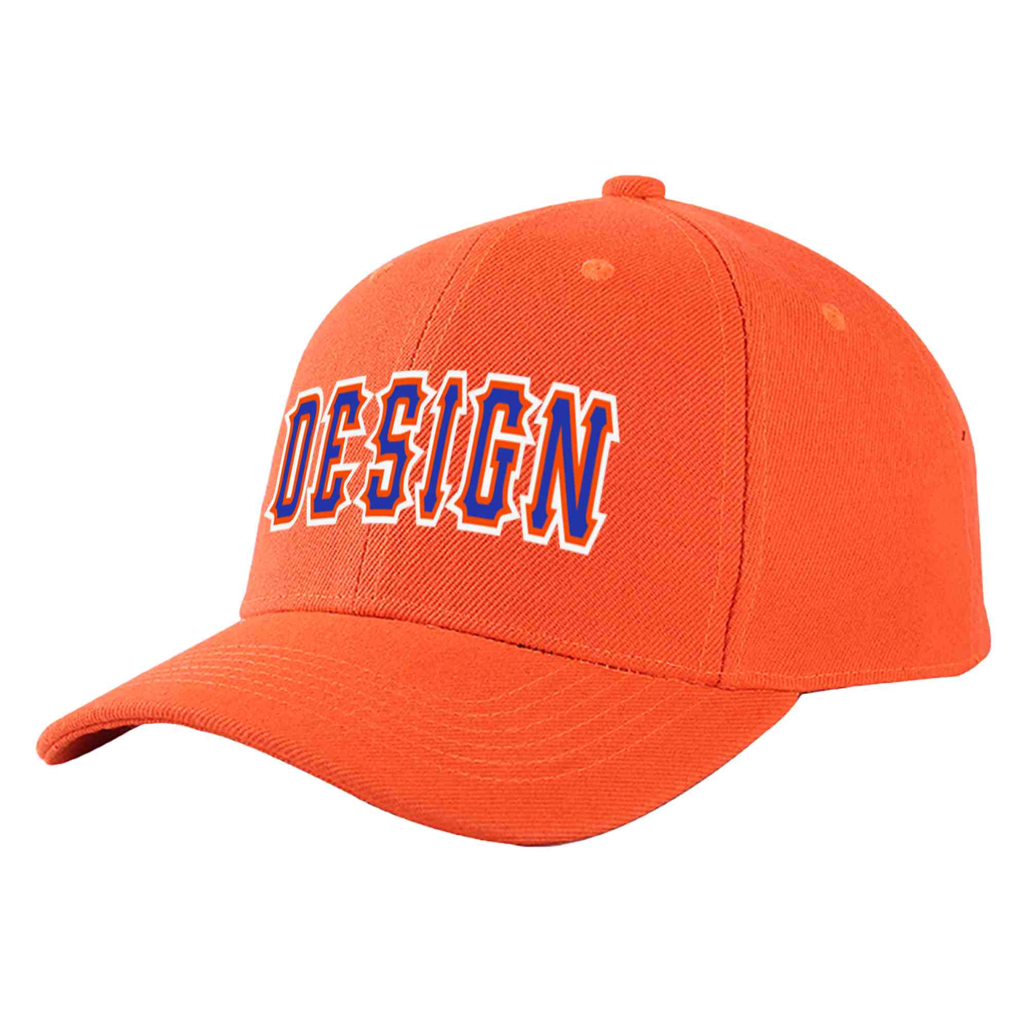 Custom Tangerine Royal-Orange Curved Eaves Sport Design Baseball Cap