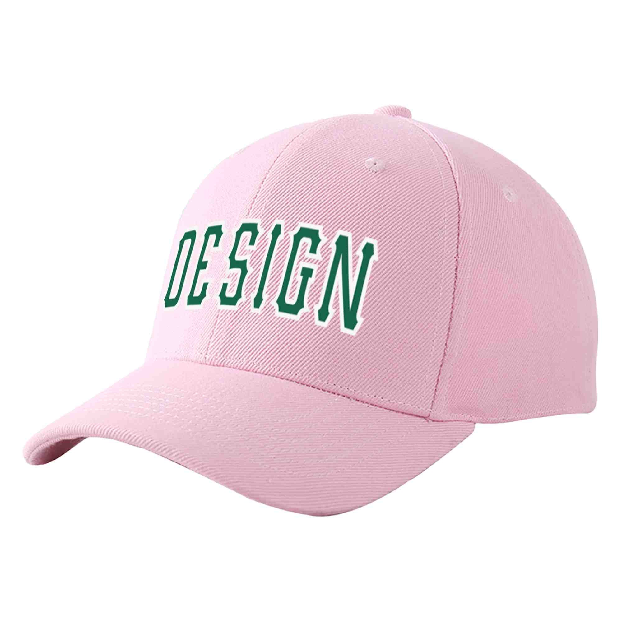 Custom Pink Kelly Green-White Curved Eaves Sport Design Baseball Cap