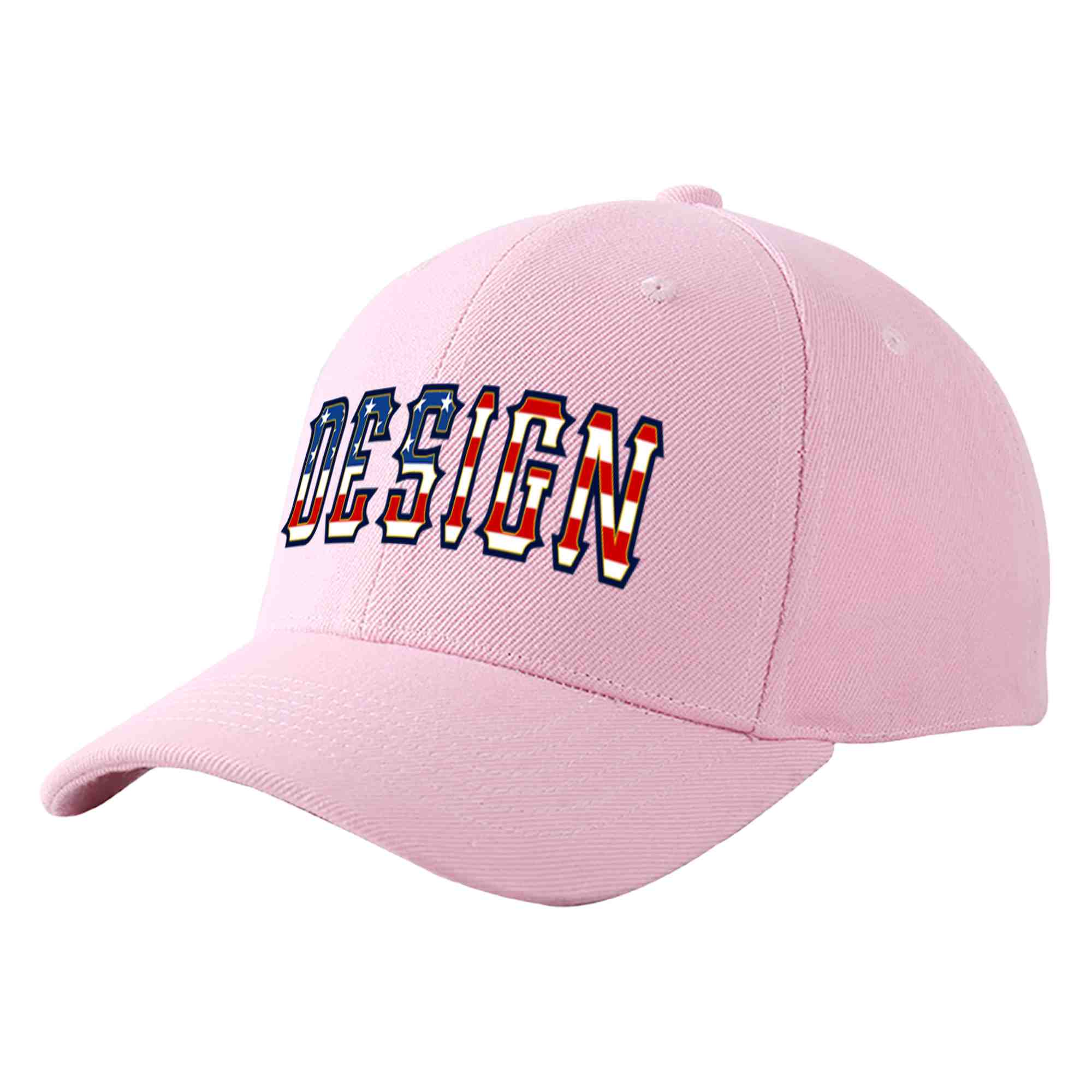 Casquette de baseball personnalisée rose vintage avec drapeau des États-Unis et avant-toit incurvé doré