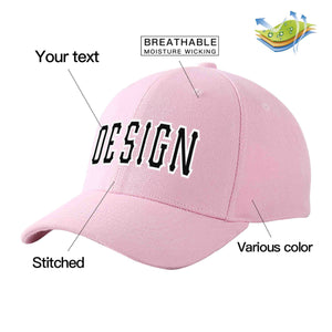 Custom Pink Black-White Curved Eaves Sport Design Baseball Cap