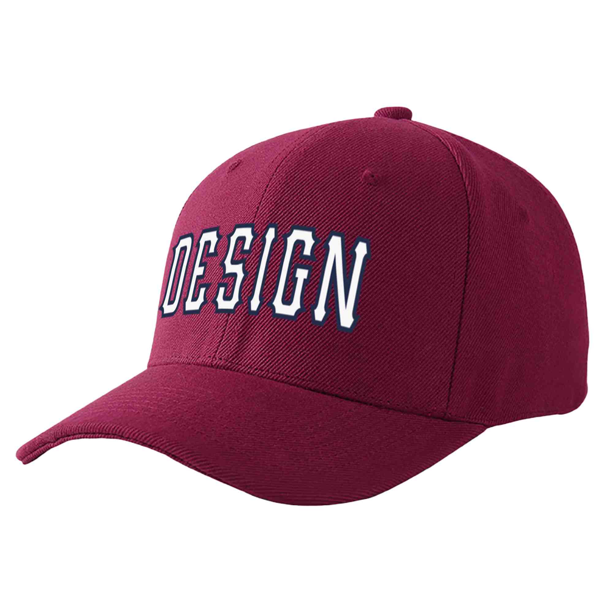 Casquette de baseball incurvée personnalisée, vin rouge, blanc-marine, Eaves Sport Design