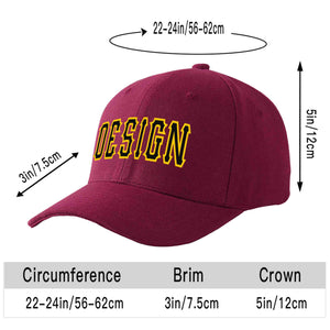 Custom Red Wine Black-Gold Curved Eaves Sport Design Baseball Cap