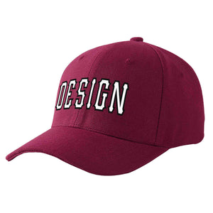 Custom Red Wine White-Black Curved Eaves Sport Design Baseball Cap