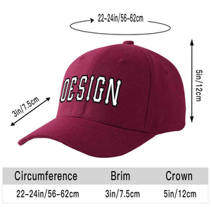 Custom Red Wine White-Black Curved Eaves Sport Design Baseball Cap