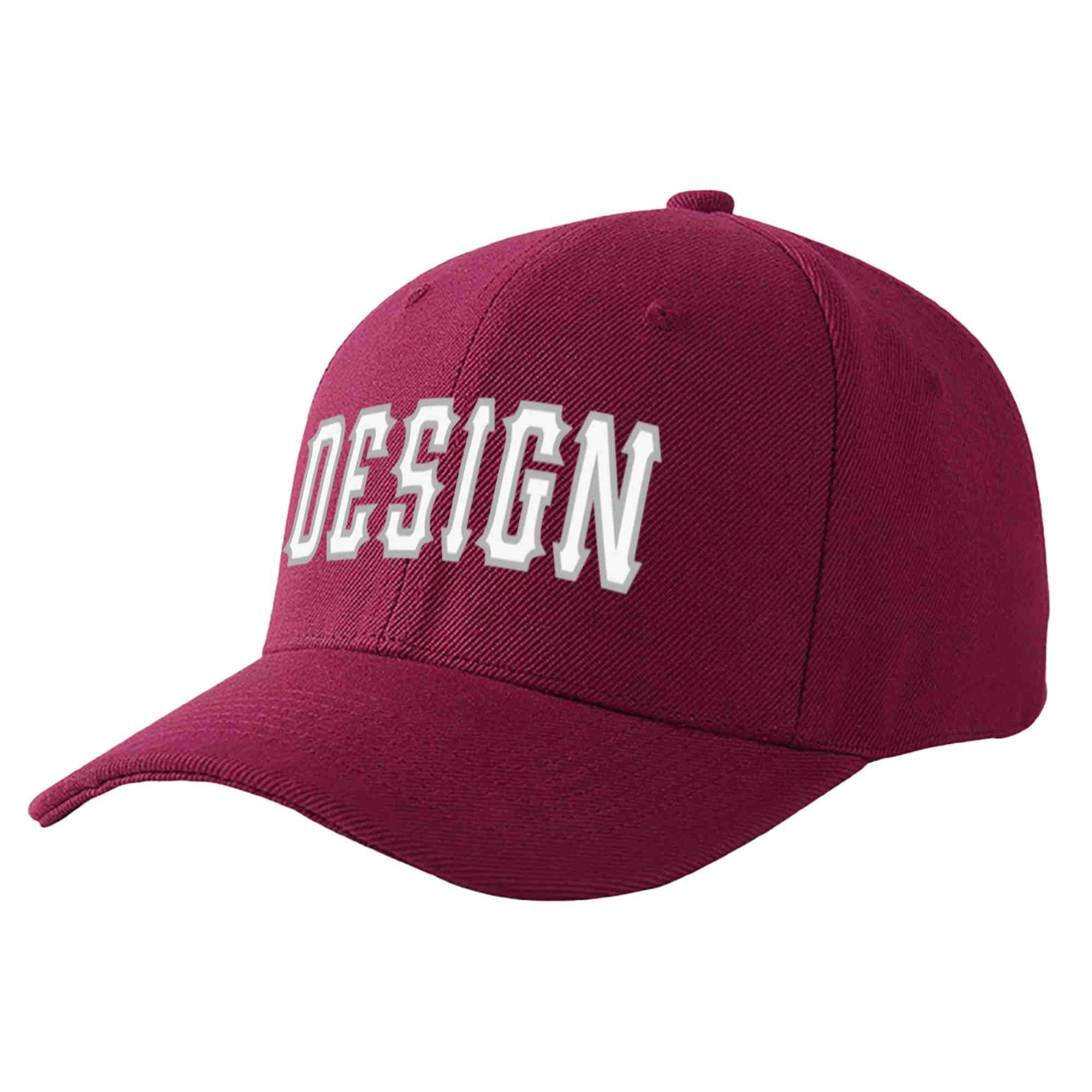 Casquette de baseball de conception de sport d'avant-toit incurvé blanc-gris de vin rouge personnalisé