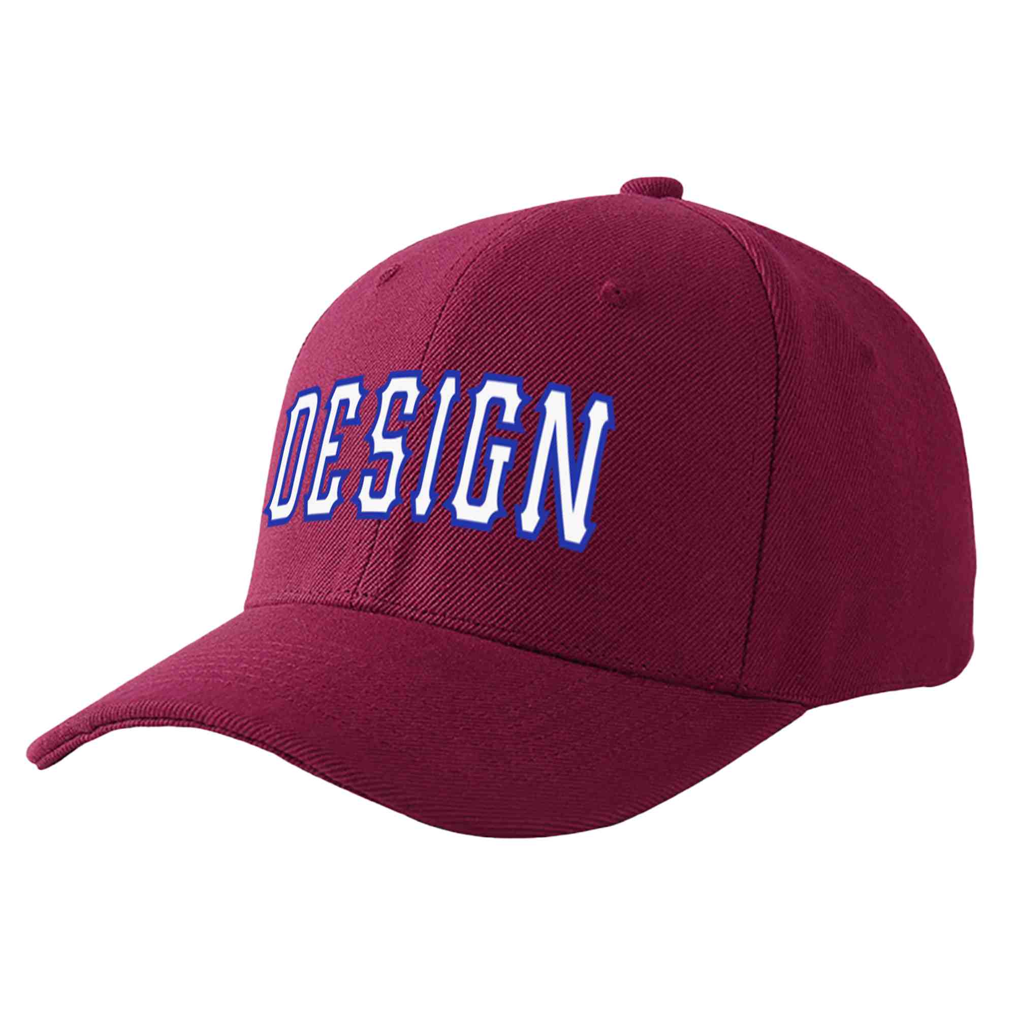 Custom Red Wine White-Royal Curved Eaves Sport Design Baseball Cap