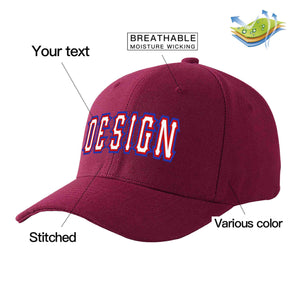 Casquette de baseball de conception de sport d'avant-toit incurvé blanc-rouge de vin rouge personnalisé