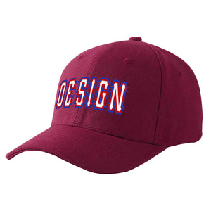 Casquette de baseball de conception de sport d'avant-toit incurvé blanc-rouge de vin rouge personnalisé