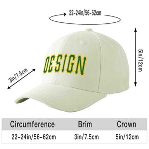 Casquette de baseball personnalisée crème Kelly vert-or courbée Eaves Sport Design