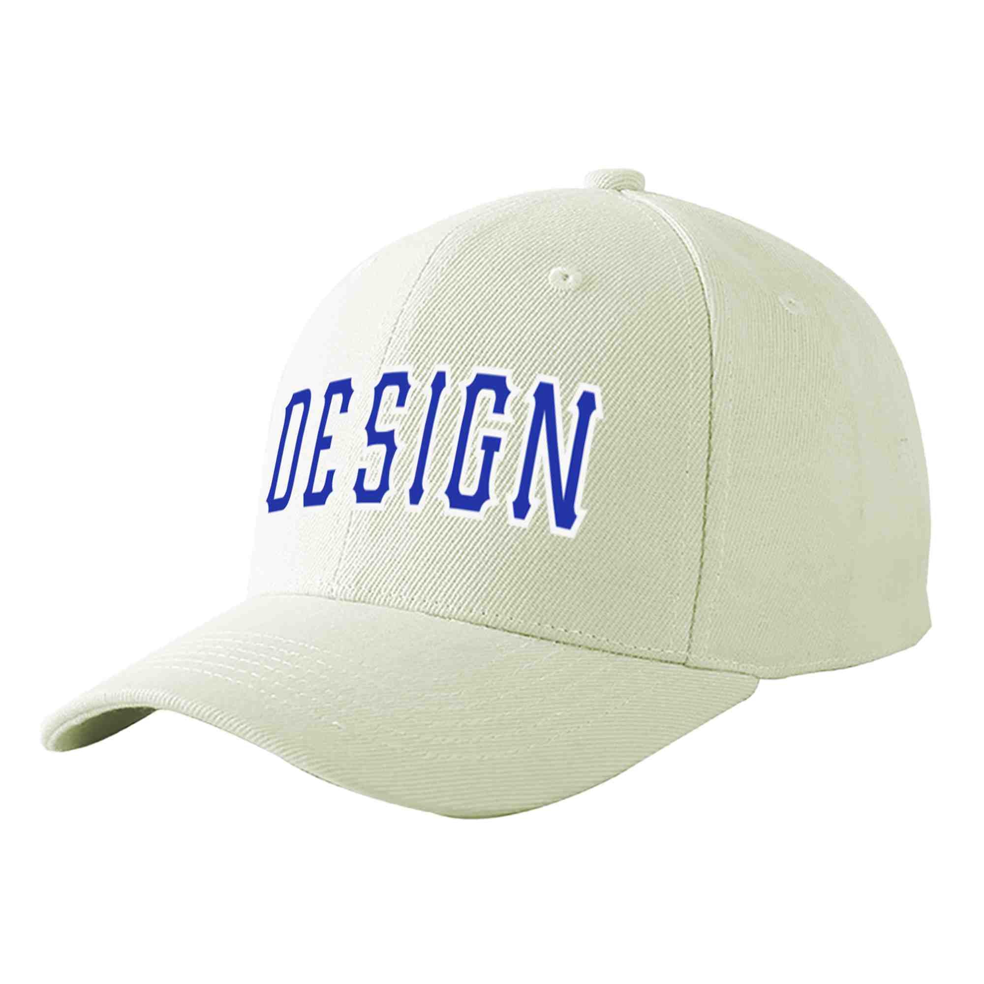 Custom Cream Royal-White Curved Eaves Sport Design Baseball Cap